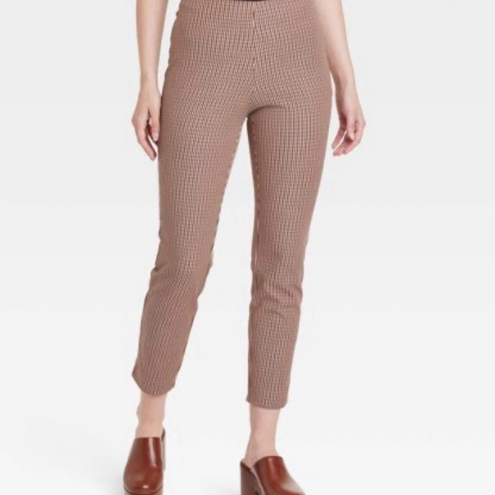 Women's A New Day Brown Plaid Skinny Ankle Pants - Size 2 and size 8 NWT